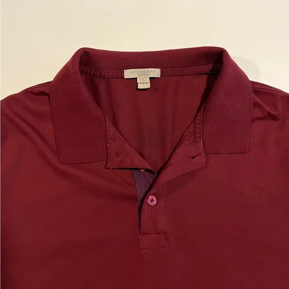 Burberry Brit Women’s Maroon Short Sleeve Polo Shirt Size L - Picture 4 of 7